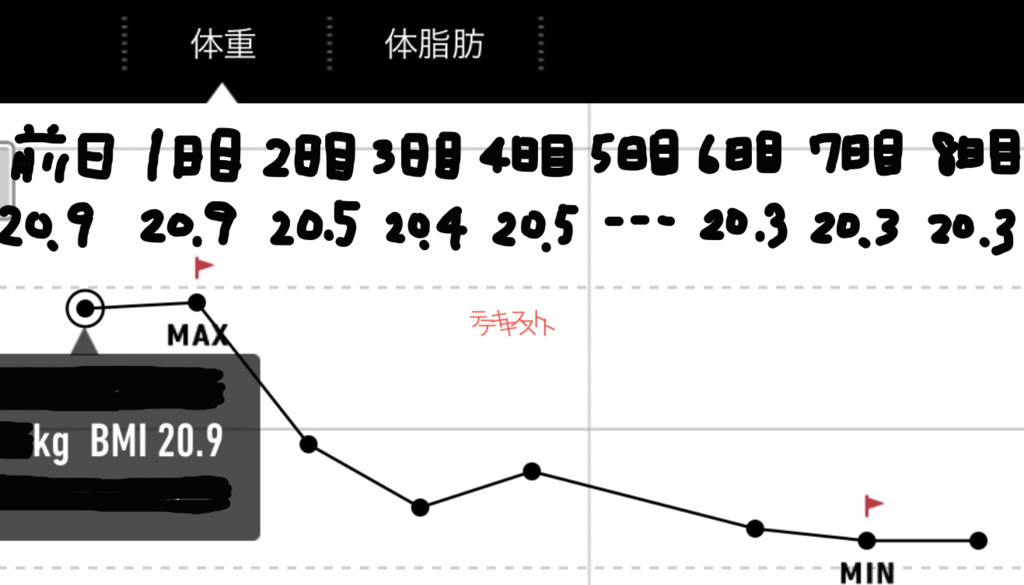 MEC1週間のBMI推移